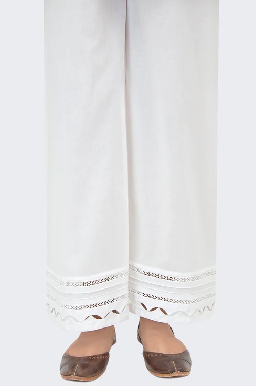 Embrellished Cambric Culottes Pants - White
